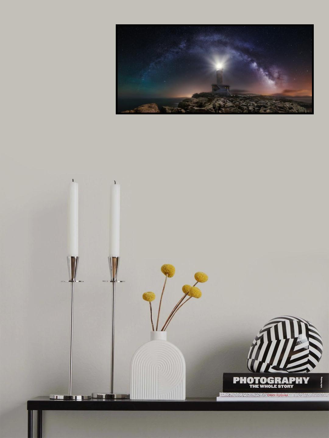 Lighthouse and Milky Way Poster och Canvastavla