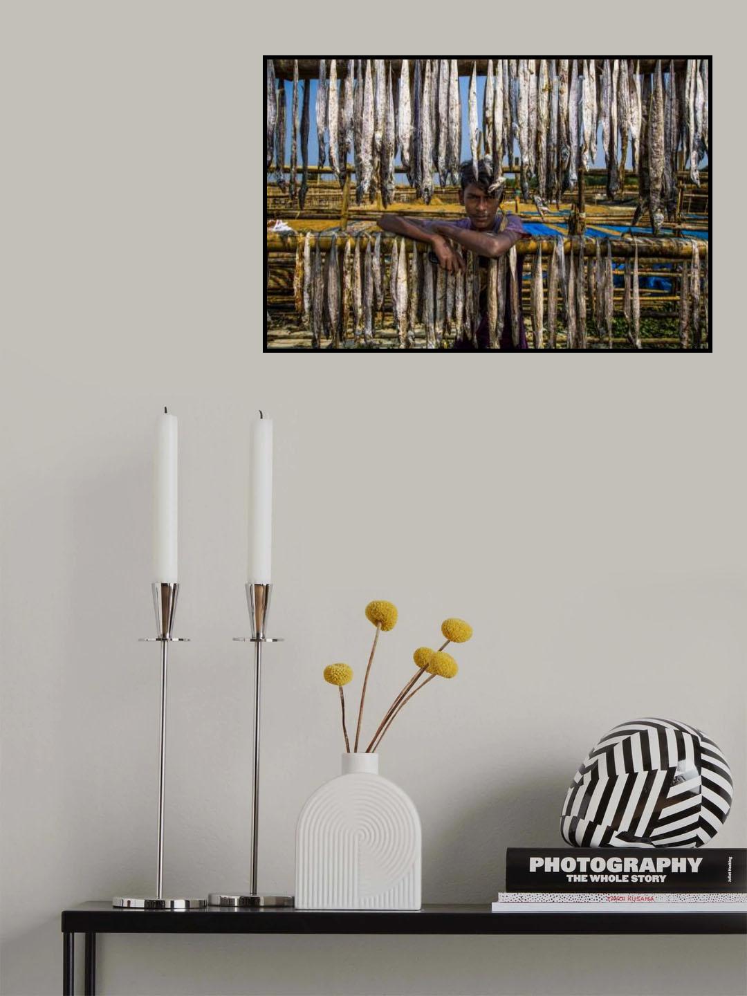 A worker boy of dried fish Poster och Canvastavla