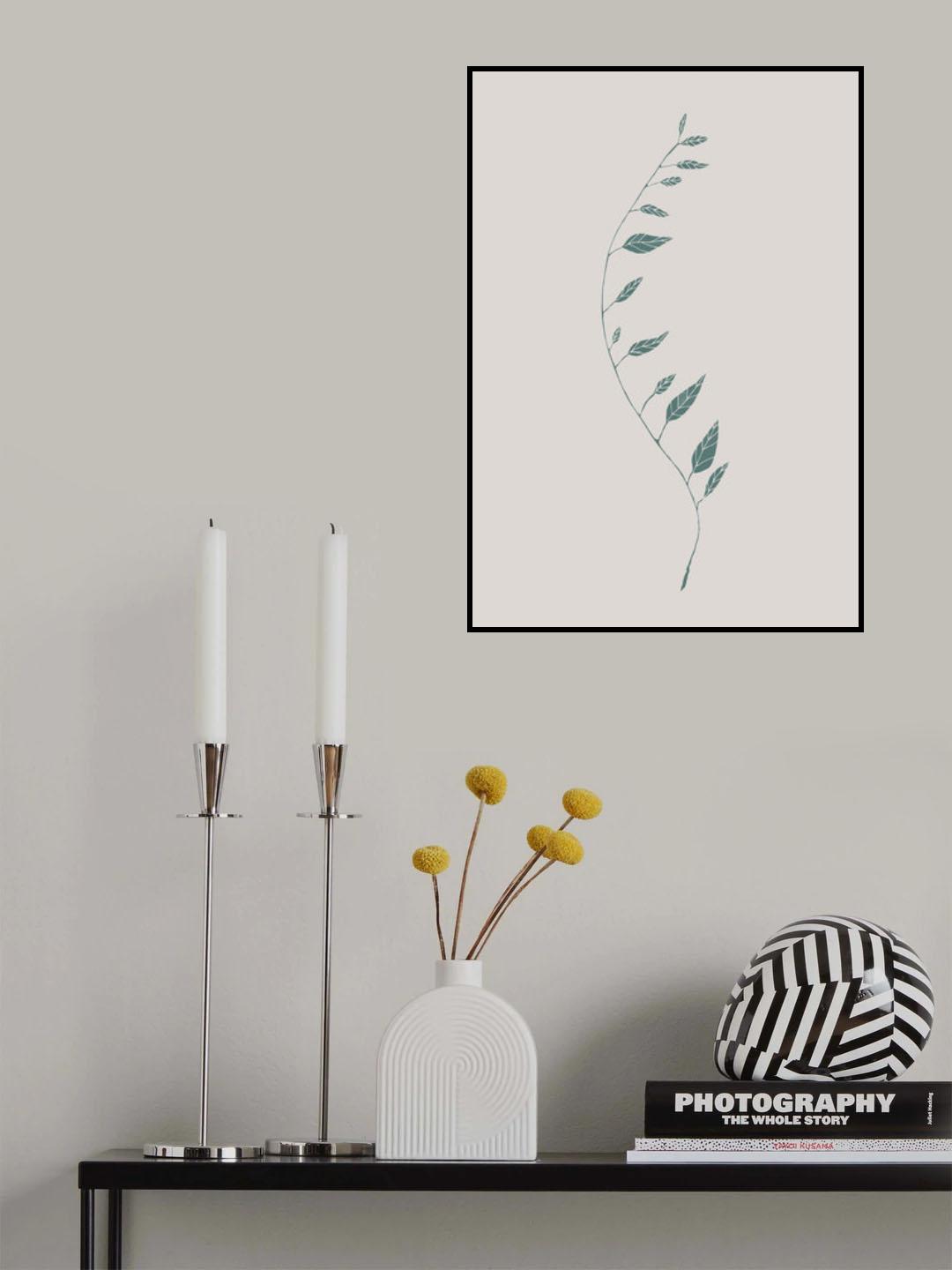 Wavy Branch Green Poster och Canvastavla