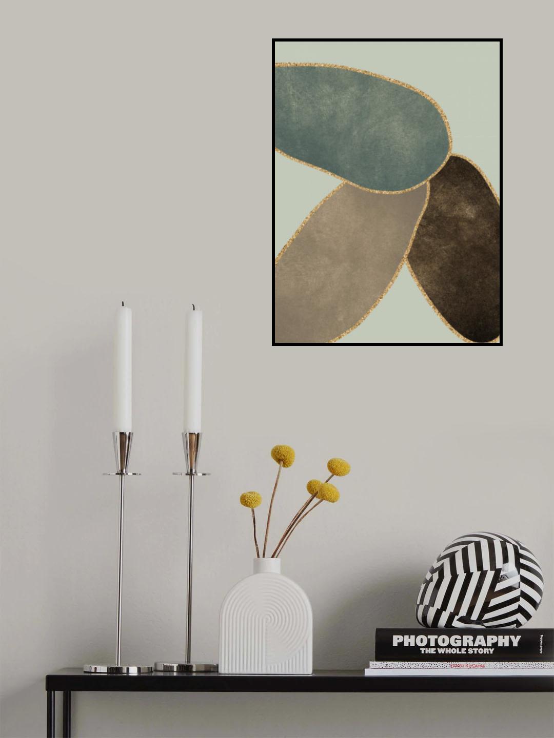 Abstract Circles With Gold 3 Poster och Canvastavla