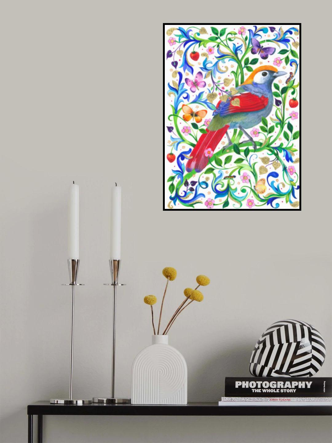 Red Tailed Laughing Thrush Artwork 600 Dpi Re Worked Poster och Canvastavla