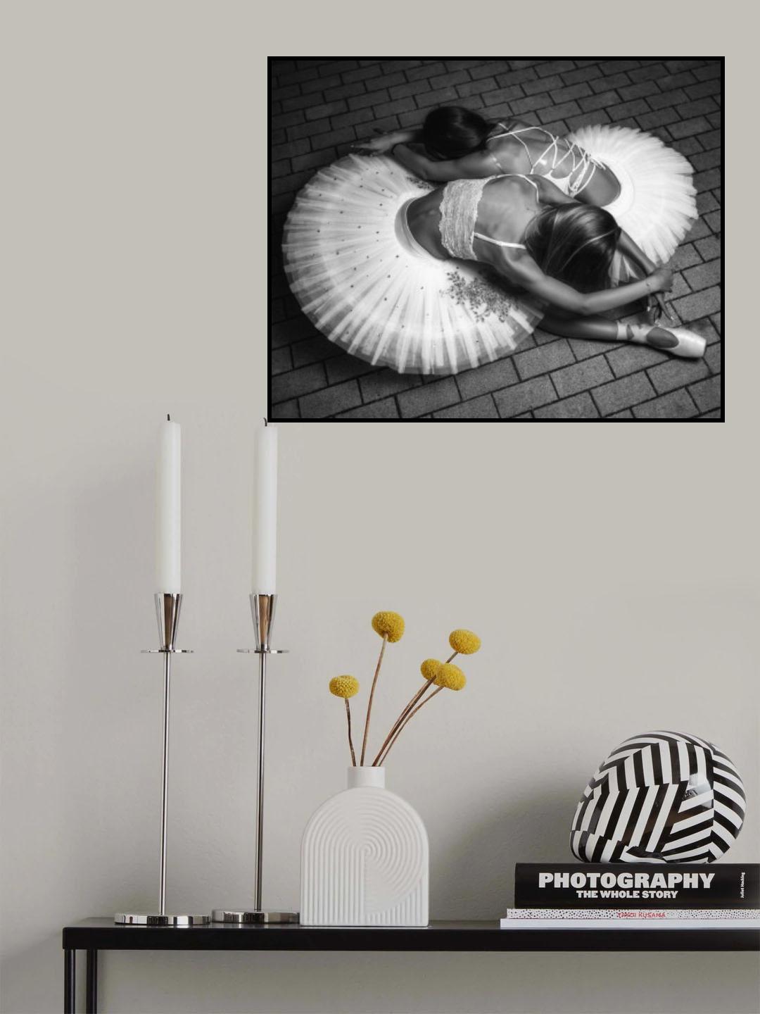 Two ballerinas BW Poster och Canvastavla