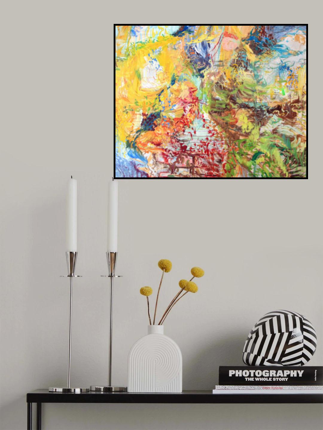 Die Farben der Wellensittiche frei über Australien fliegend Poster och Canvastavla