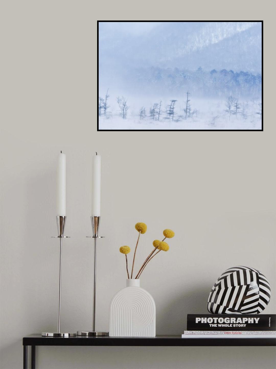 Snowstorm and young trees Poster och Canvastavla