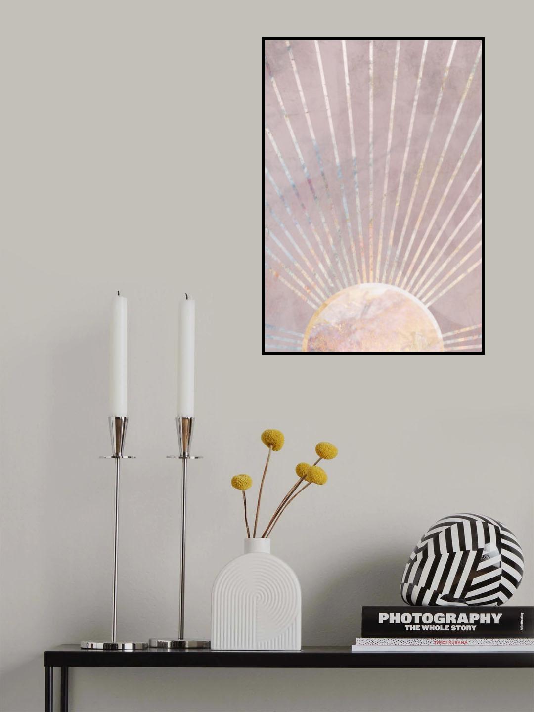 Pink Sun Rays Poster och Canvastavla