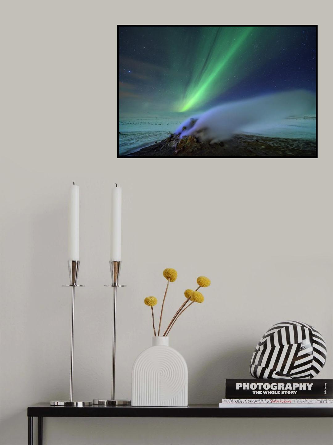 Northern light and hot spring Poster och Canvastavla