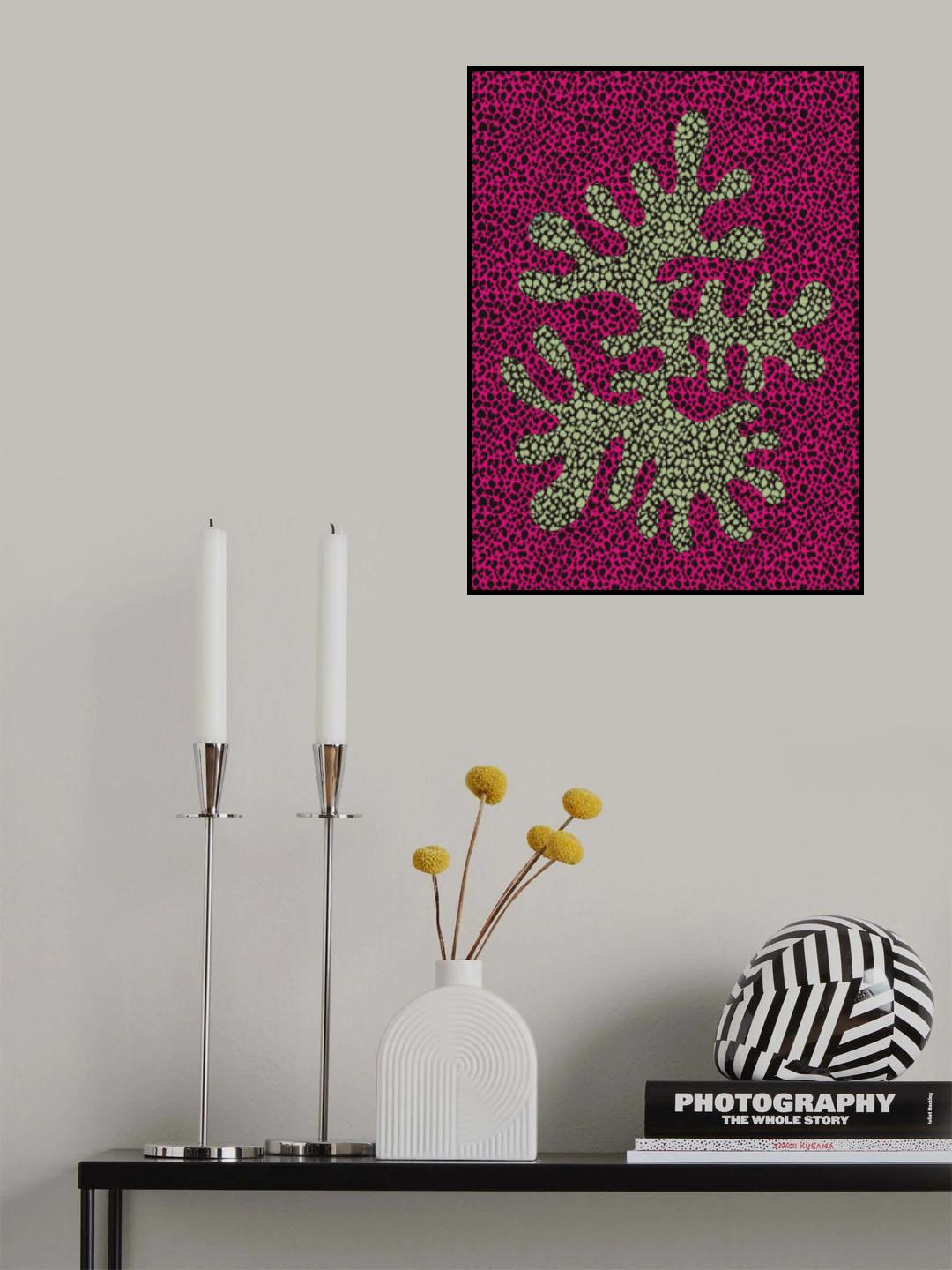 Red and Green Coral Study Poster och Canvastavla