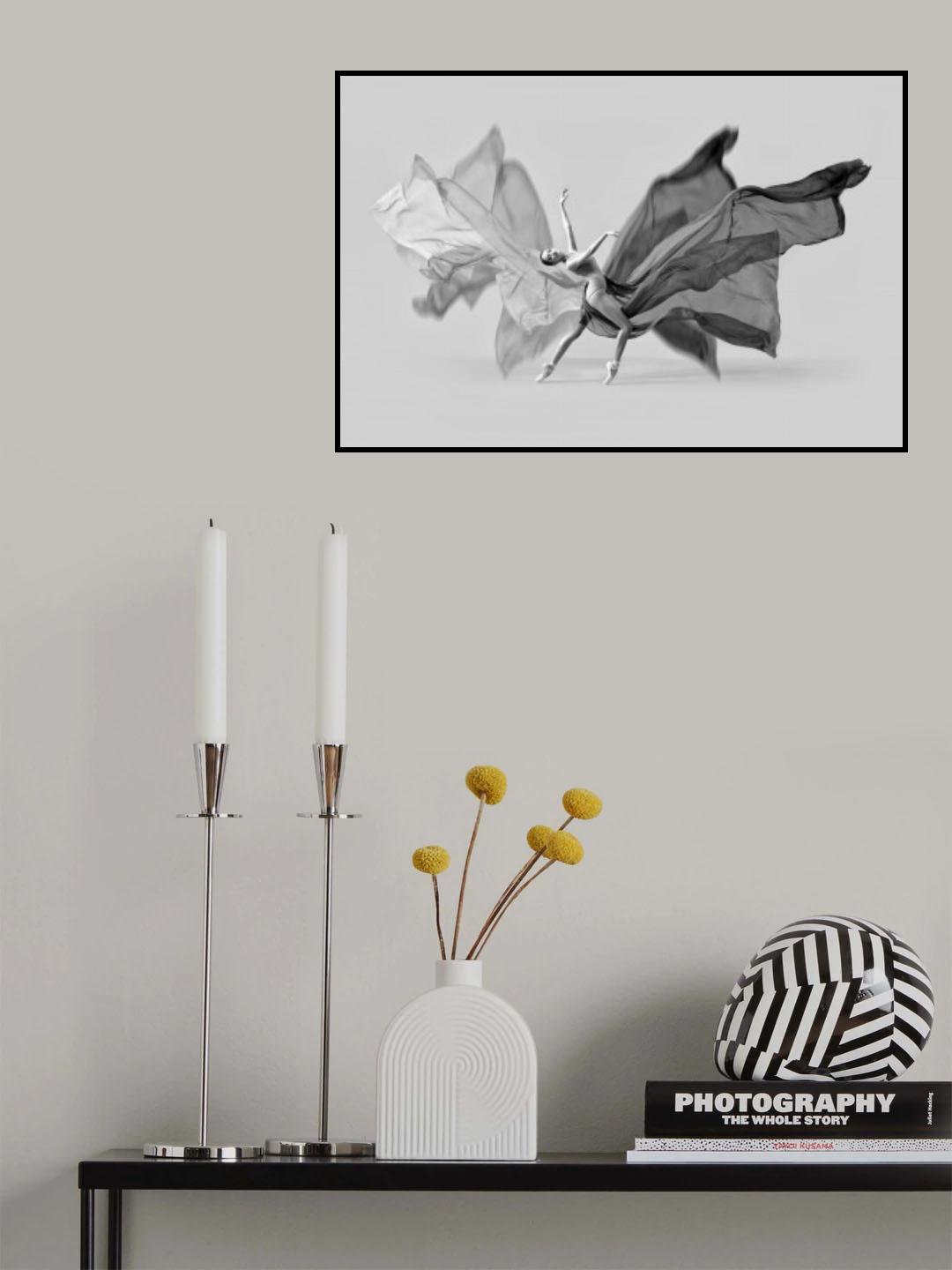 Balerina Butterfly Dance Poster och Canvastavla