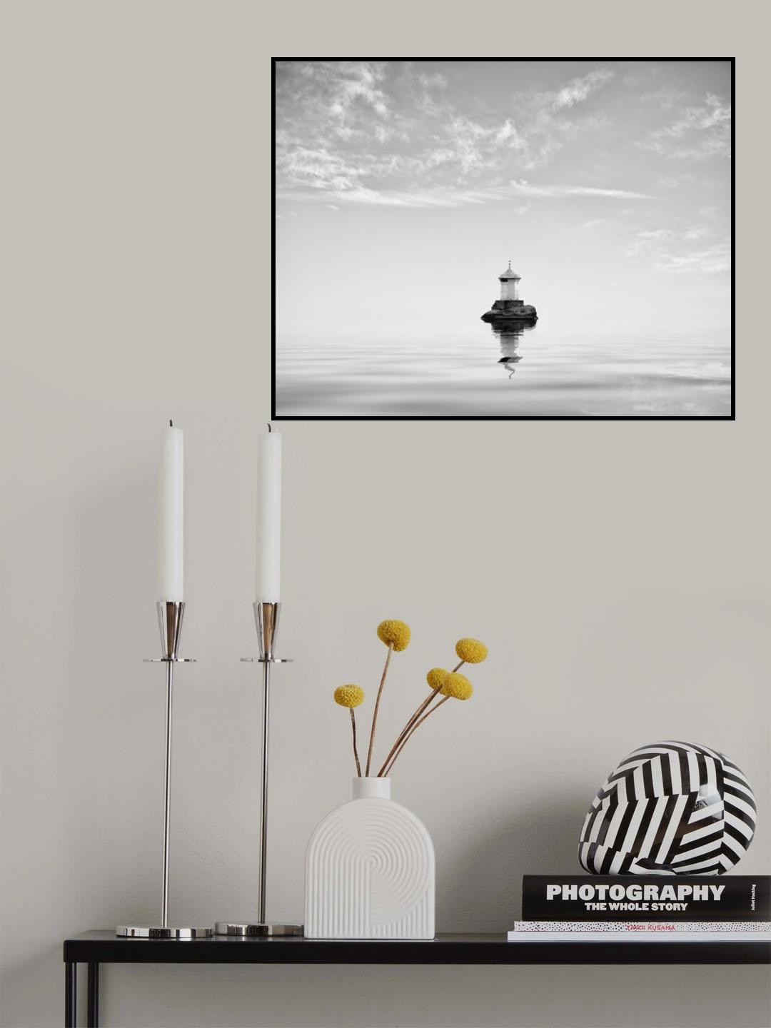 Lighthouse in mist Poster och Canvastavla
