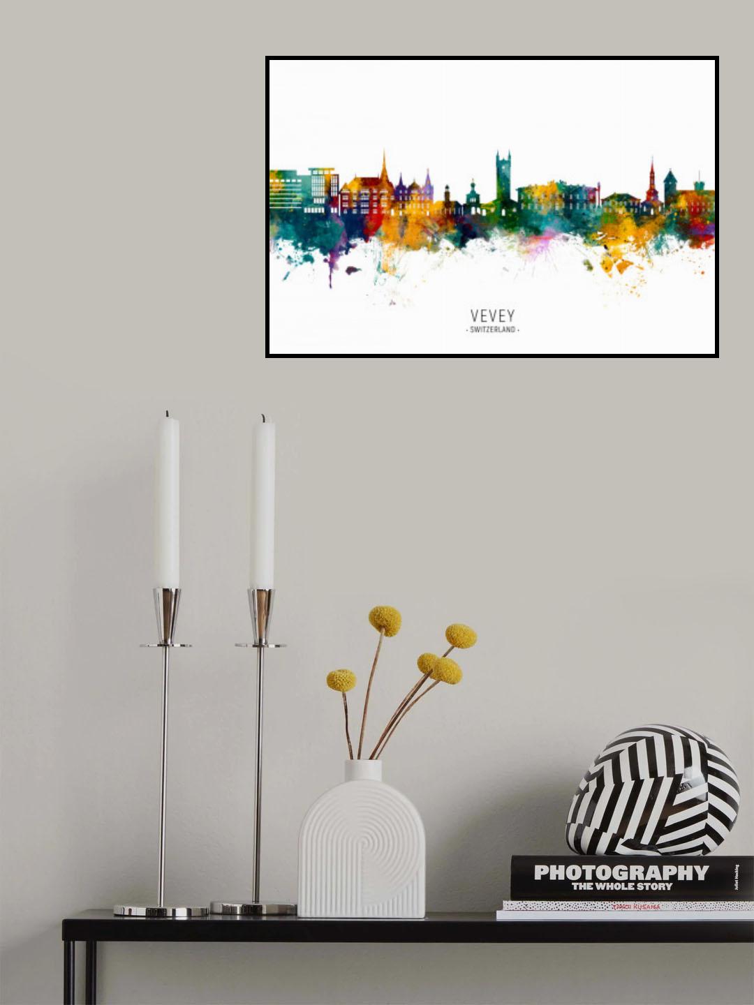 Vevey Switzerland Skyline Poster och Canvastavla