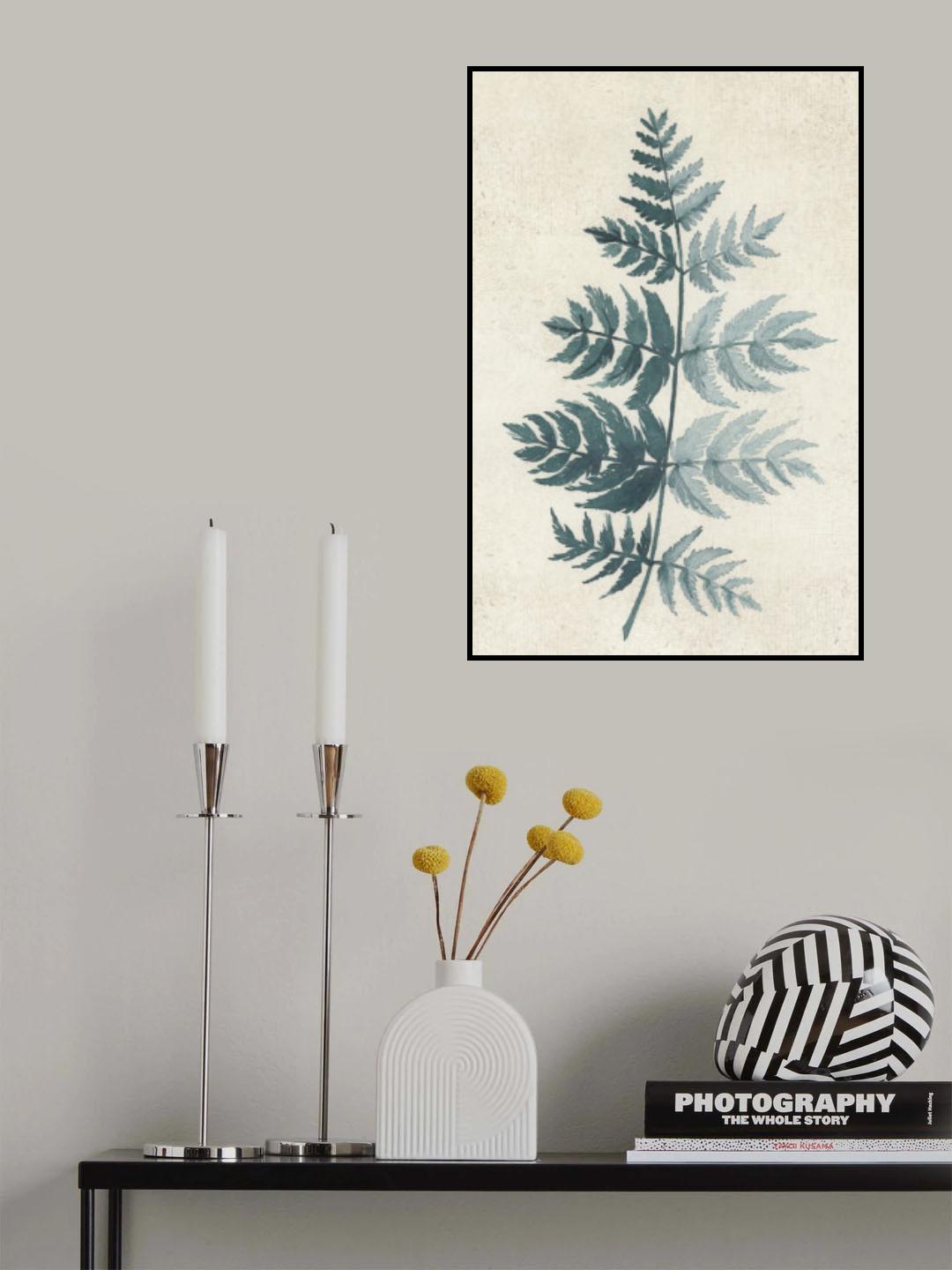 Teal watercolor fern 4 Poster och Canvastavla