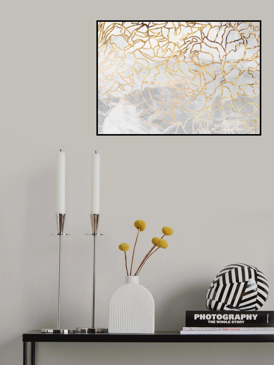 Abstract gold line art wall mural Poster och Canvastavla