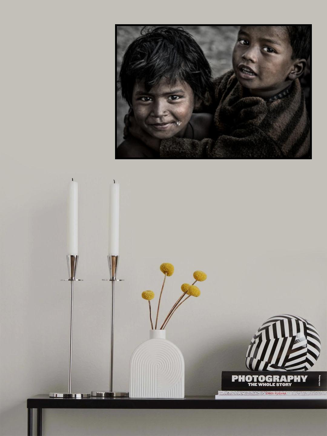 Two children at the Kumbh Mela -Prayagraj - India Poster och Canvastavla