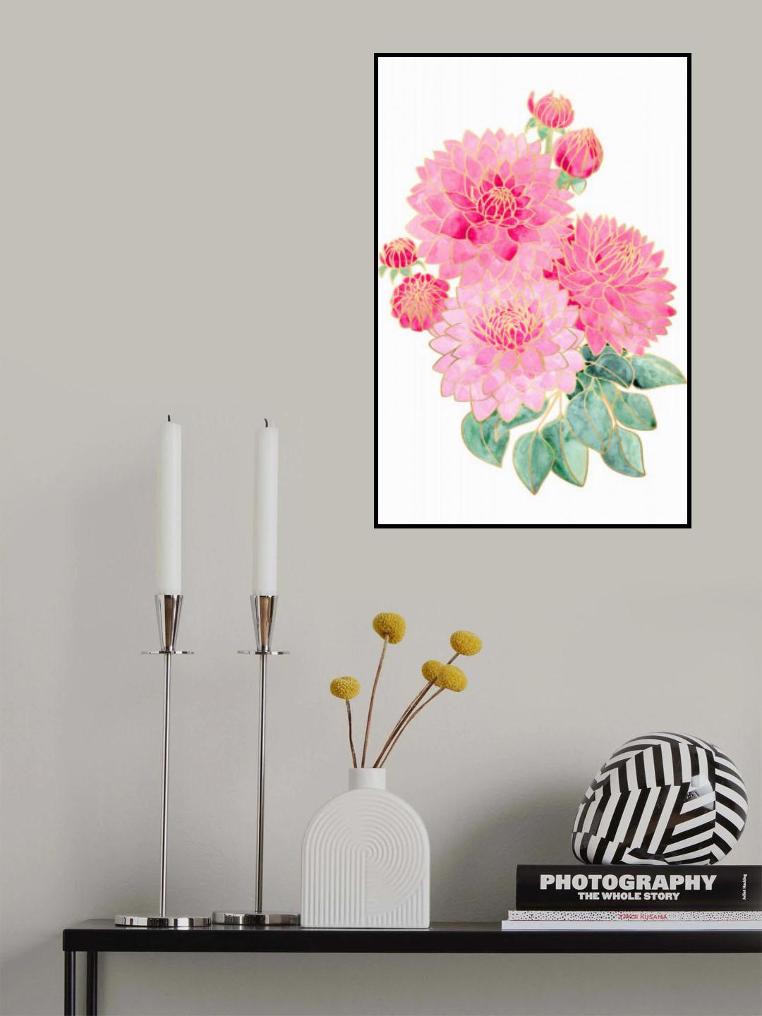 Pacey pink watercolor bouquet Poster och Canvastavla