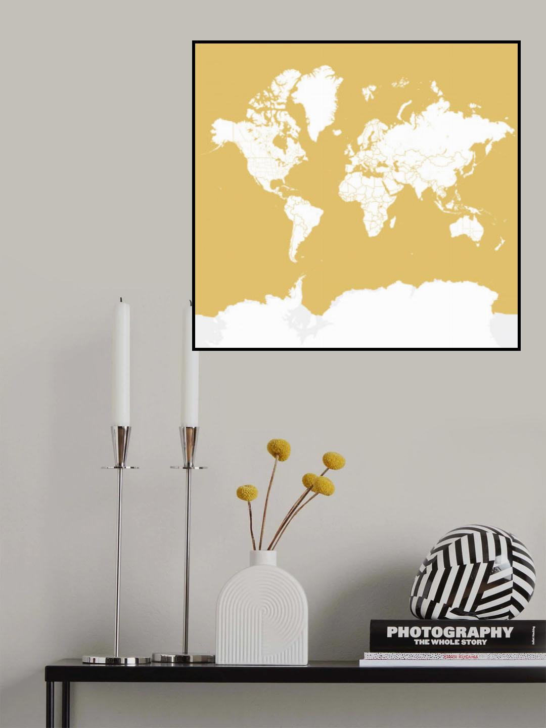 Andrew world map silhouette Poster och Canvastavla