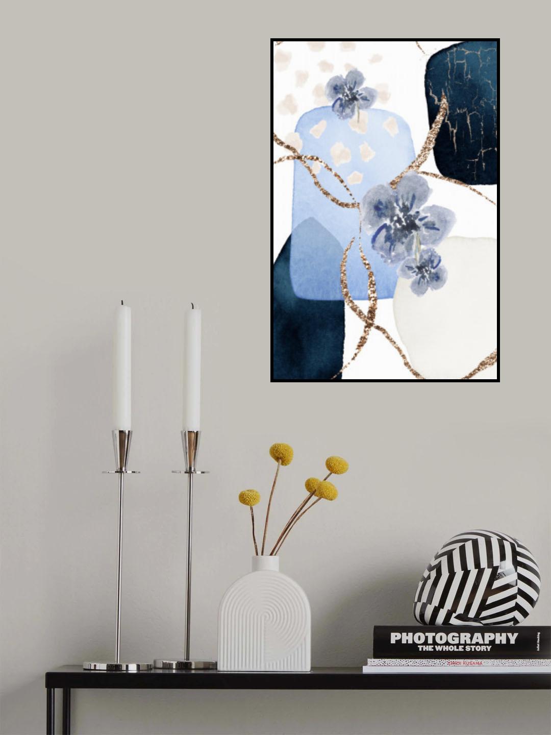 Floral Blue-1 Poster och Canvastavla