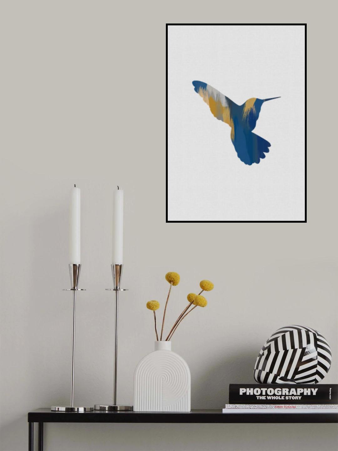 Blue & Yellow Hummingbird Ii Poster och Canvastavla