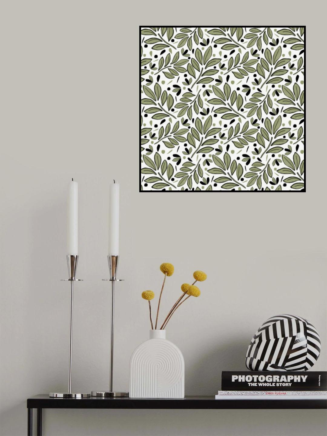 Lushy Leaves Olive Green On Olive Poster och Canvastavla