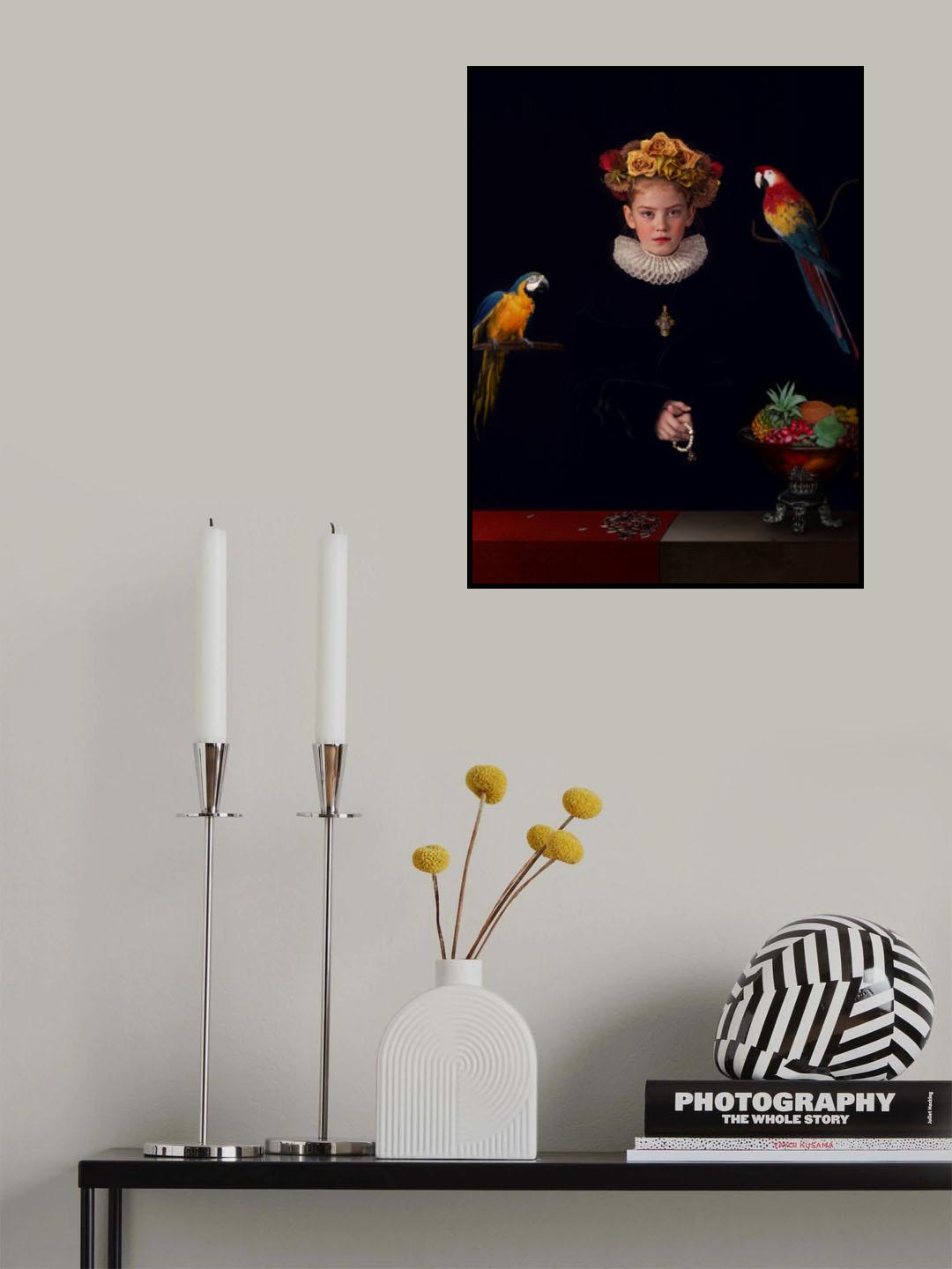 Portrait with Parrots or Prayer before a meal Poster och Canvastavla