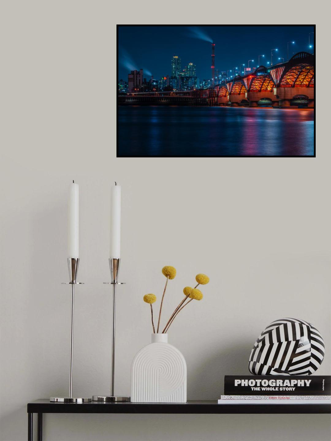 Night view of Seoul Han River Poster och Canvastavla