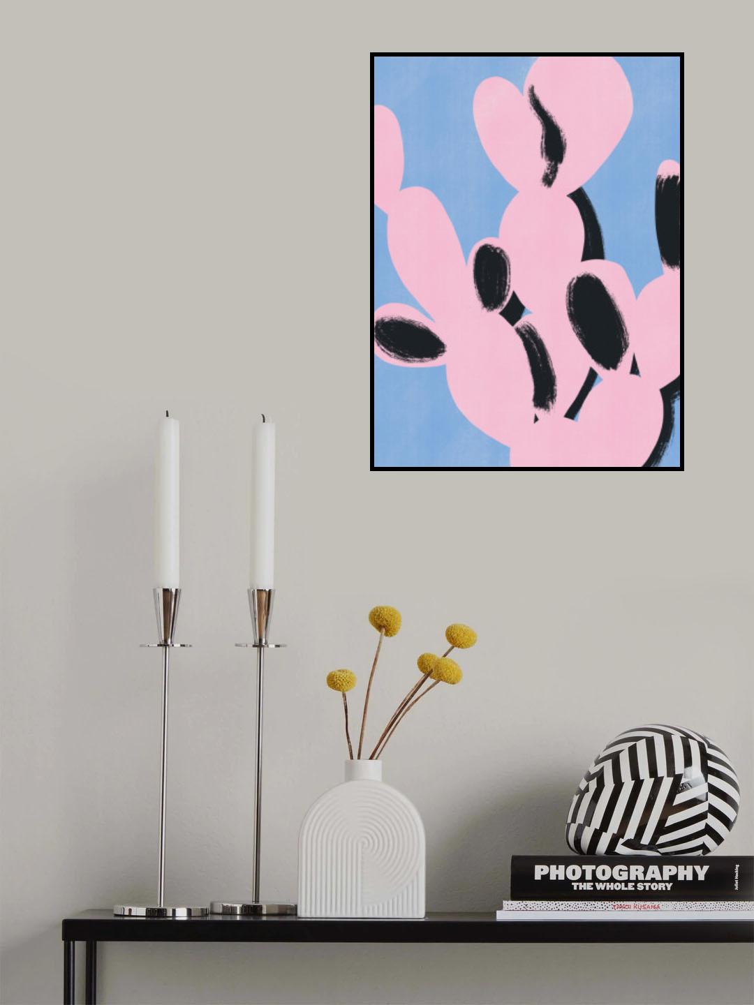 Pink Cactus Silhouette Poster och Canvastavla