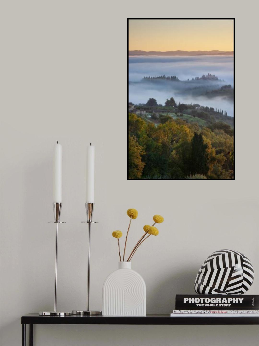 Morning scene in autumn Tuscany Poster och Canvastavla