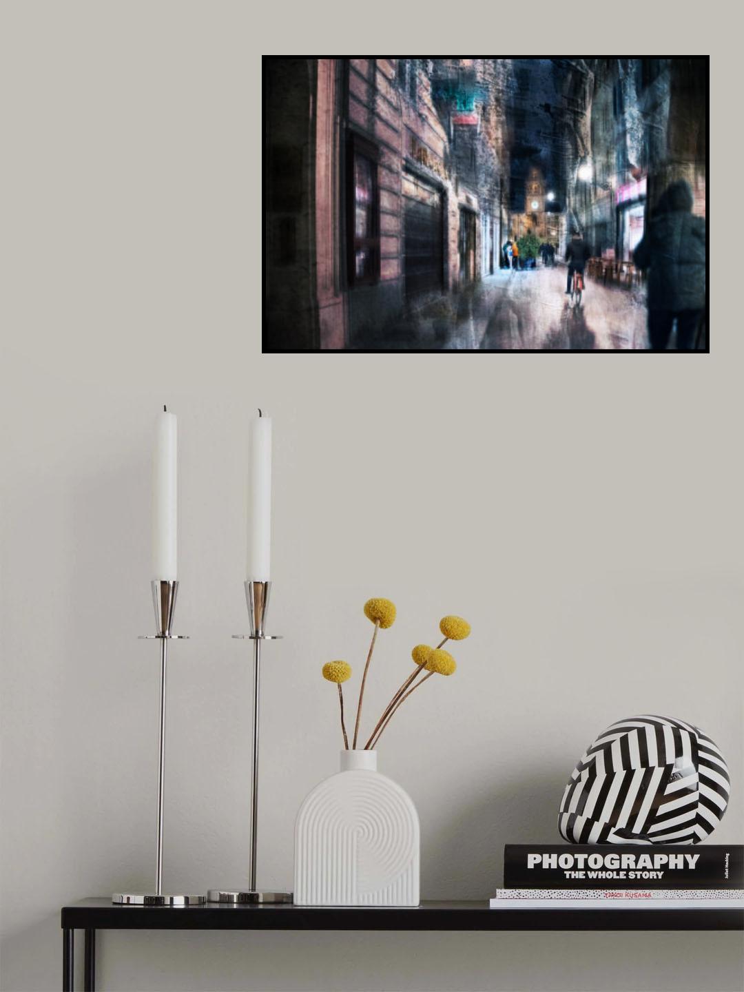 Cyclist in the alley Poster och Canvastavla