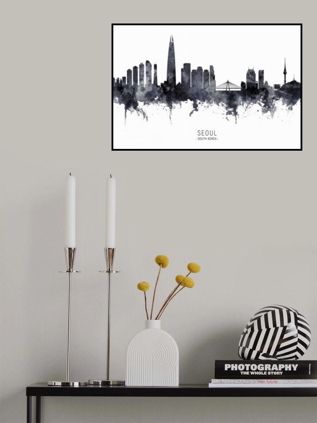 Seoul Skyline South Korea Poster och Canvastavla