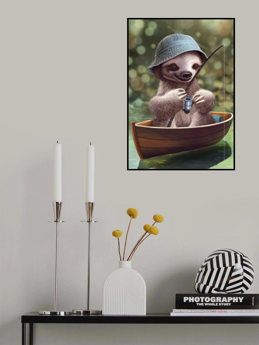 SLOTH GO FISHING Poster och Canvastavla