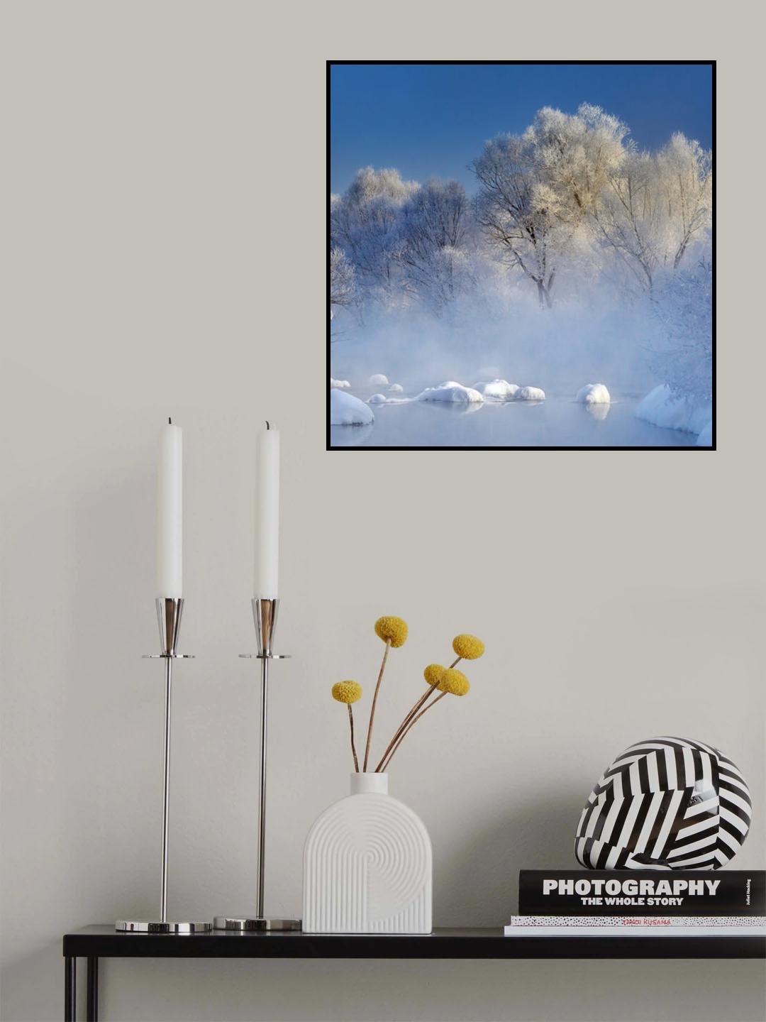 Morning fog and rime in Kuerbin Poster och Canvastavla