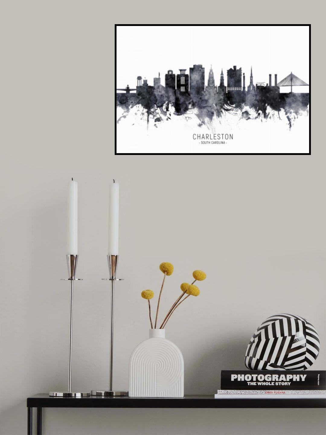 Charleston South Carolina Skyline Poster och Canvastavla