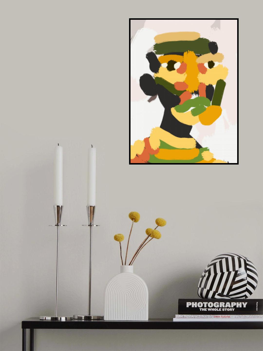 Yellow Green Tribal Portrait Poster och Canvastavla