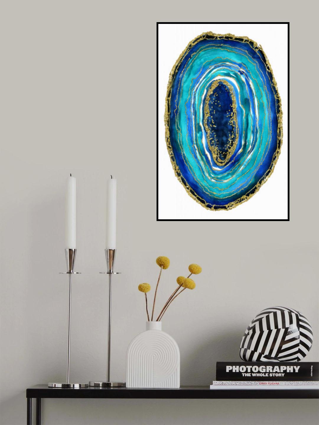 Turquoise and blue geode Poster och Canvastavla