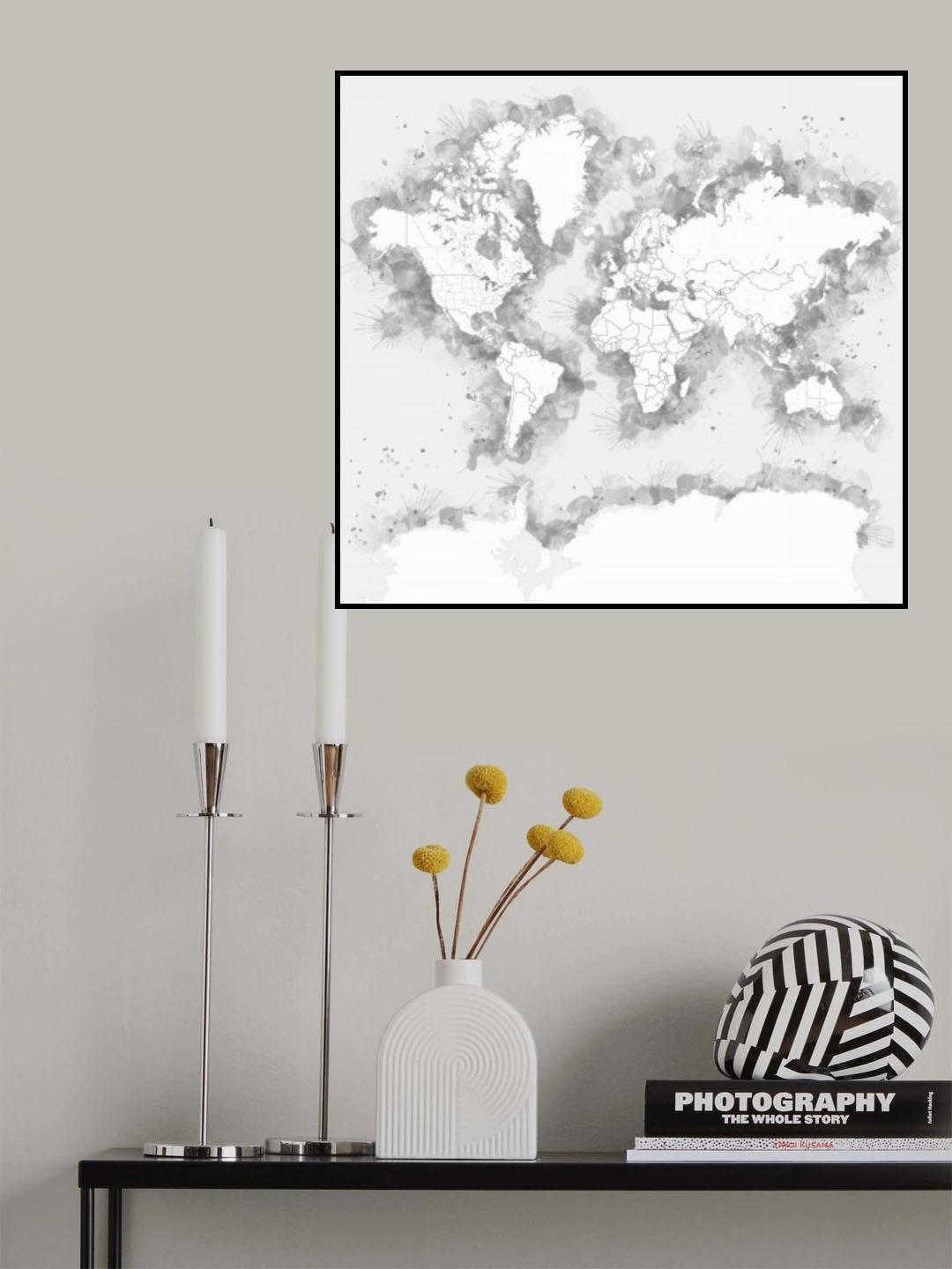 Louiss world map silhouette Poster och Canvastavla