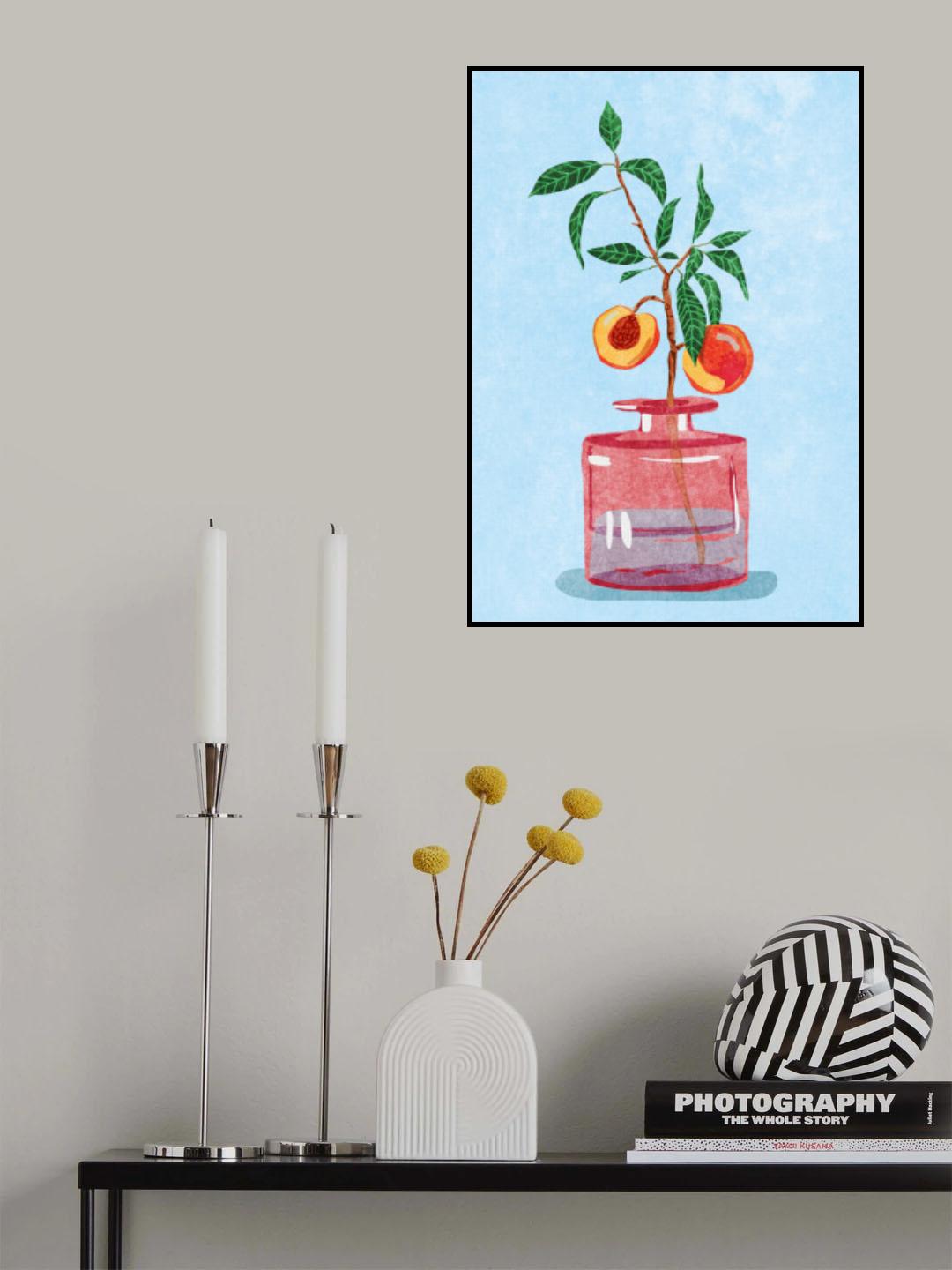 Peach Tree in Vase Poster och Canvastavla