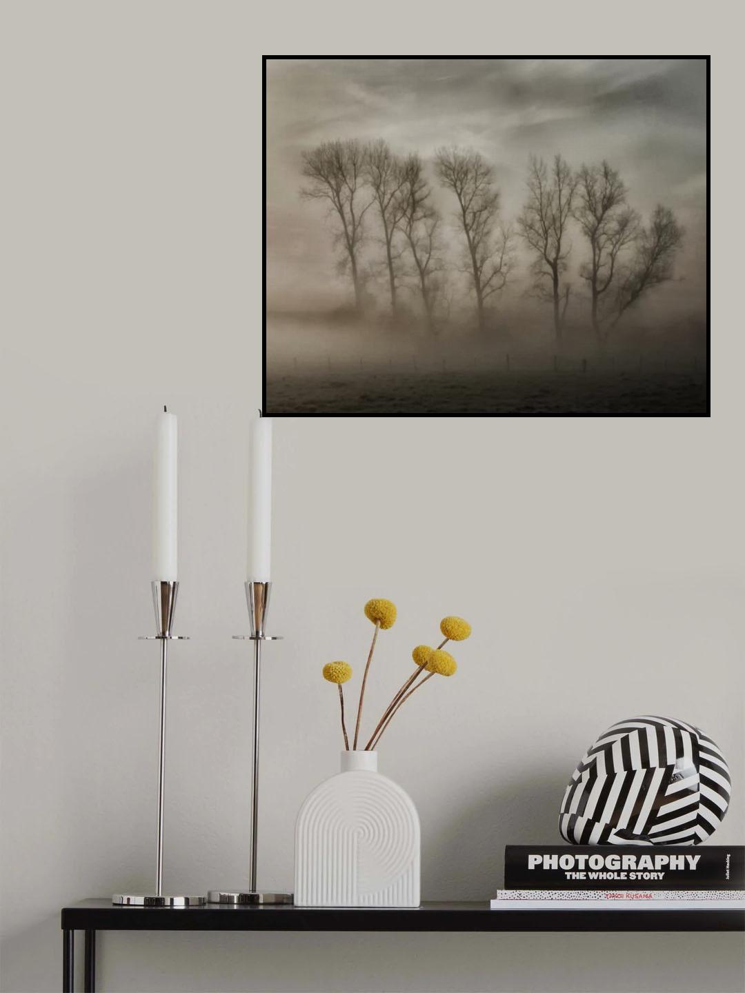 How nature hides the wrinkles of her antiquity under morning fog and dew Poster och Canvastavla