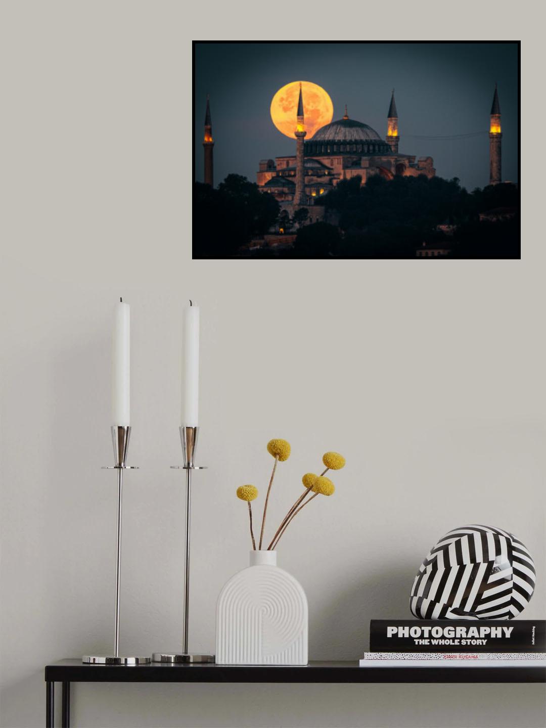 Super Moon on Hagia Sophia Poster och Canvastavla