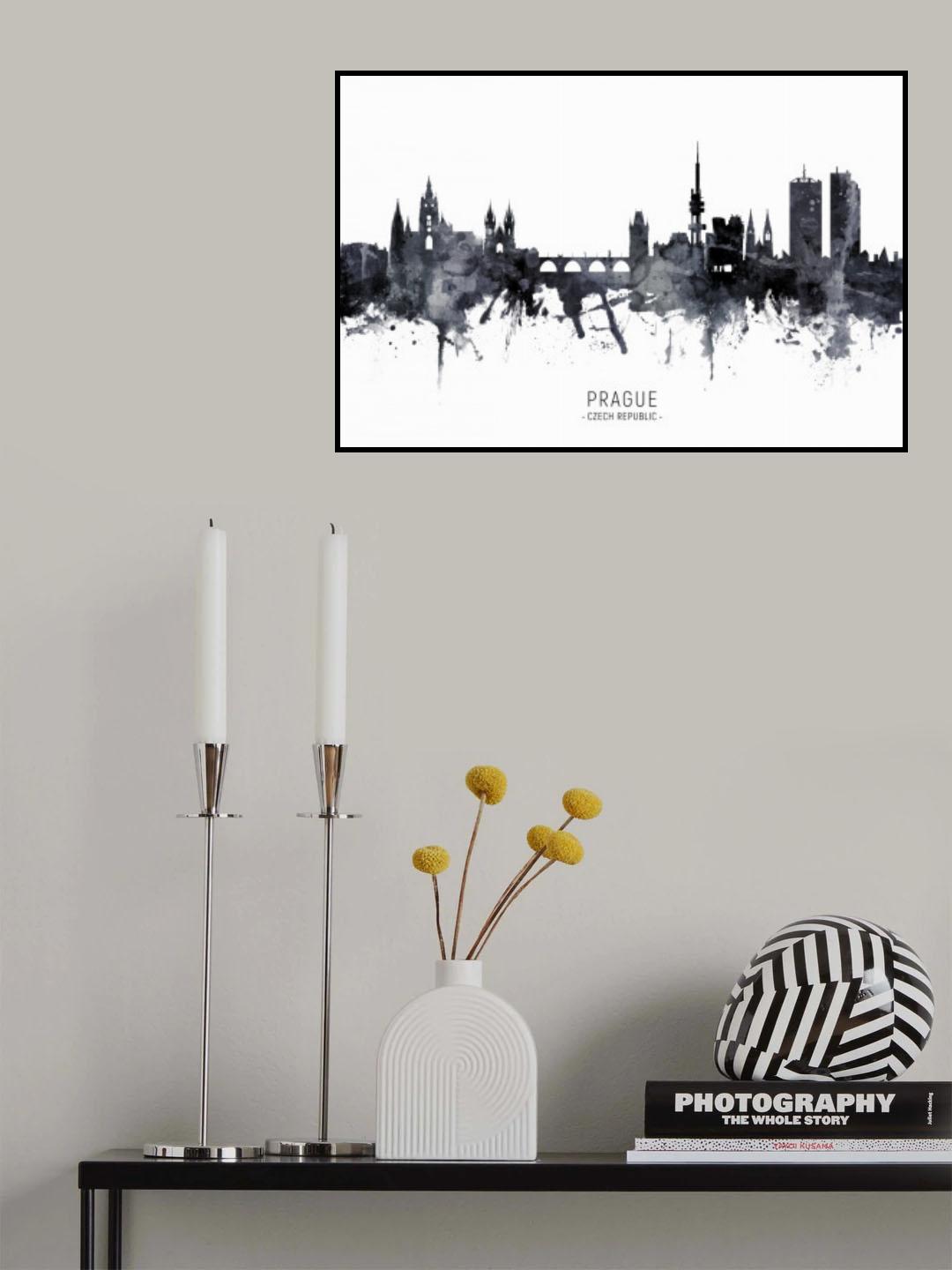 Prague Czech Republic Skyline Poster och Canvastavla