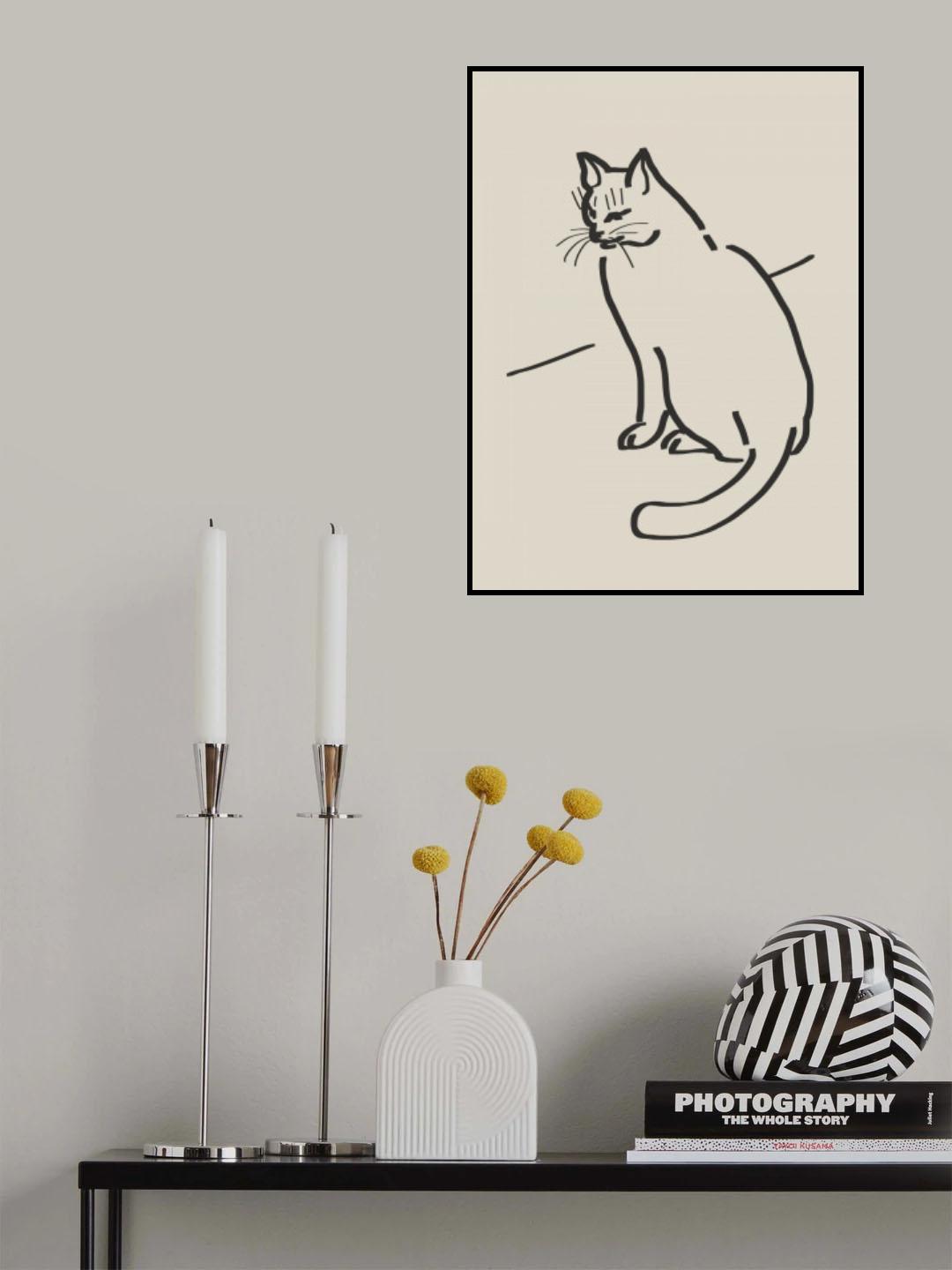 Line Art Cat Drawing 3 Poster och Canvastavla