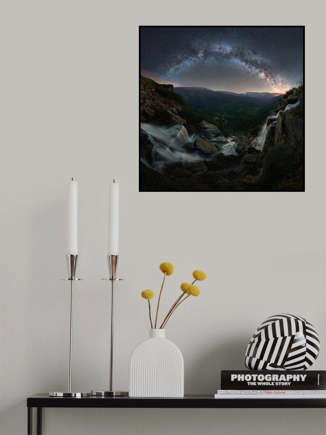 Starry sky above the Pancava Falls Poster och Canvastavla