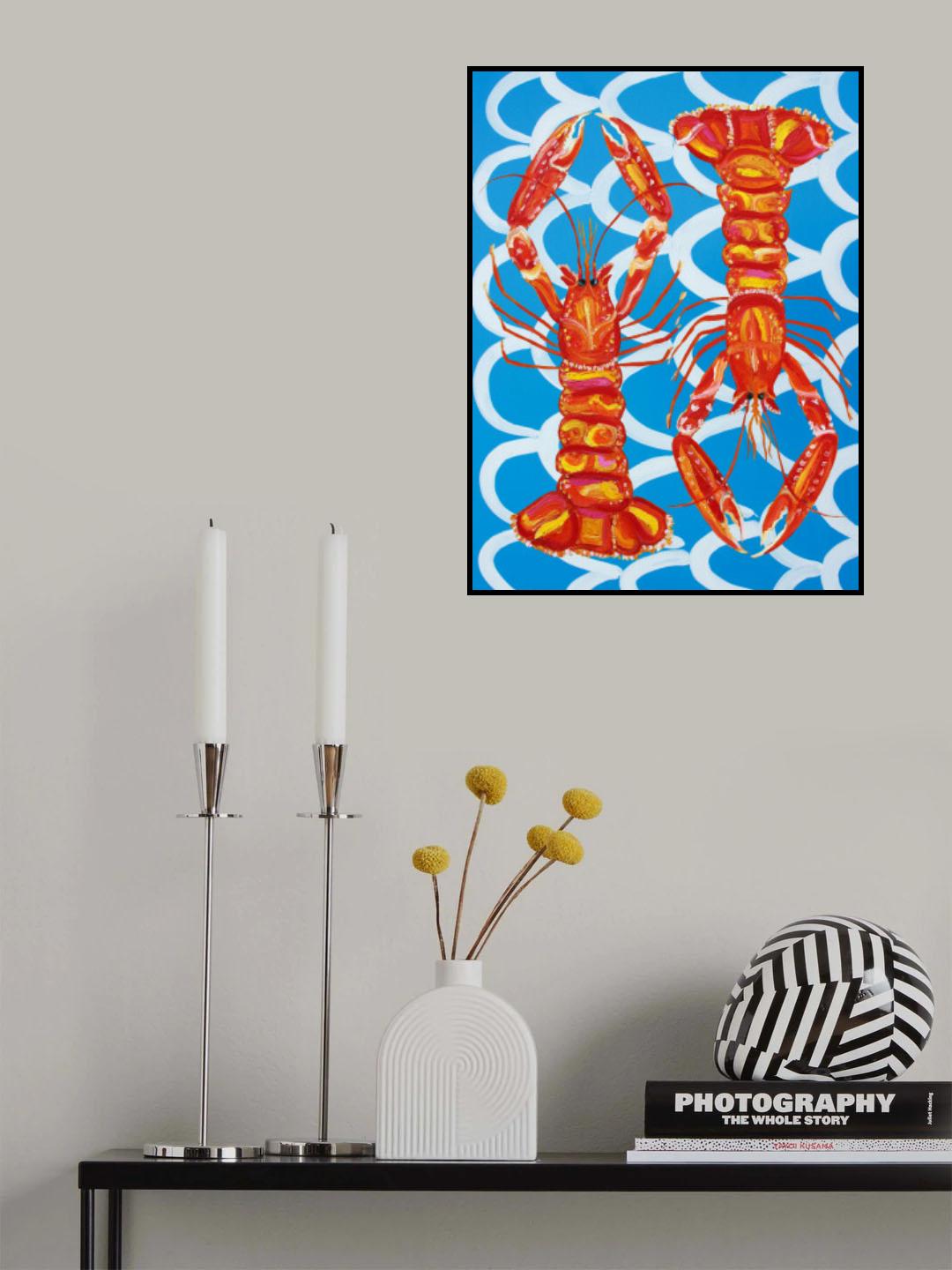 Langoustines On Blue Poster och Canvastavla