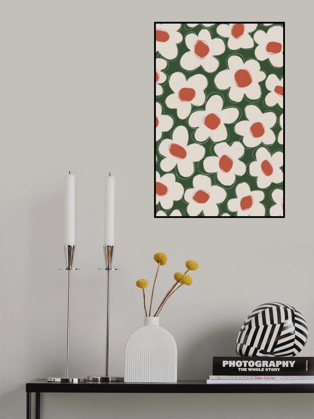 Cute Beige Flower Pattern Poster och Canvastavla