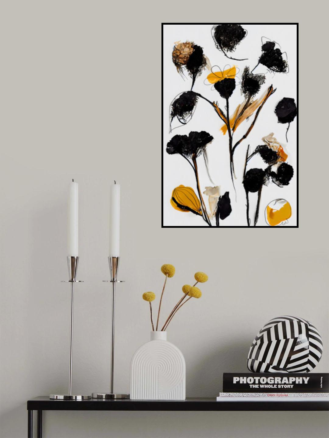 Black Dry Flowers Poster och Canvastavla