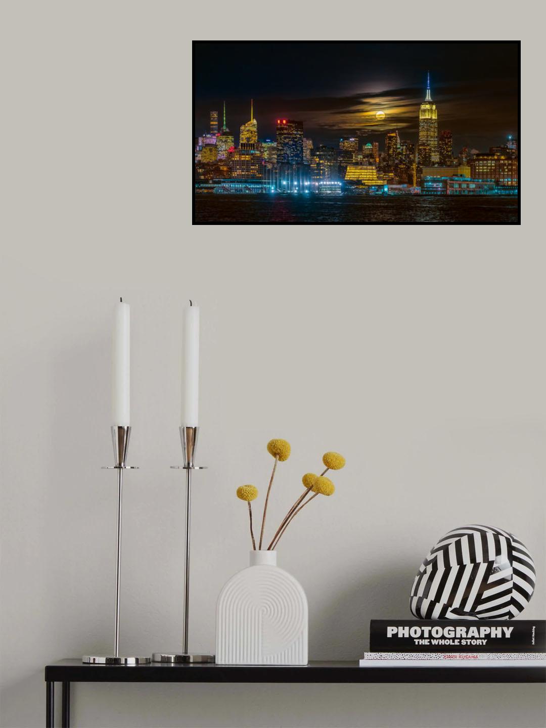 Super Blue Moon 2018, New York City Poster och Canvastavla