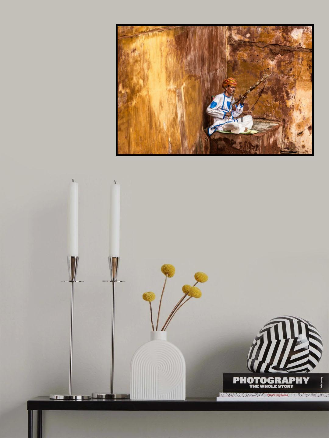 Blue heart in a golden world Poster och Canvastavla