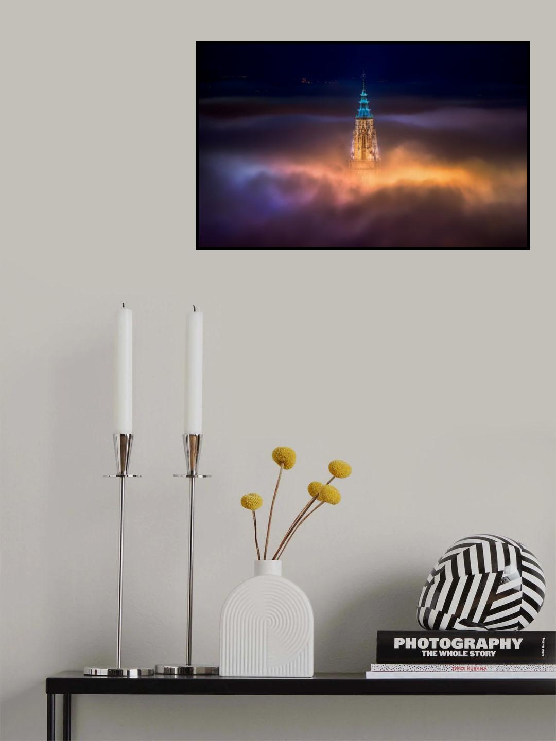 Toledo City Foggy Night Poster och Canvastavla