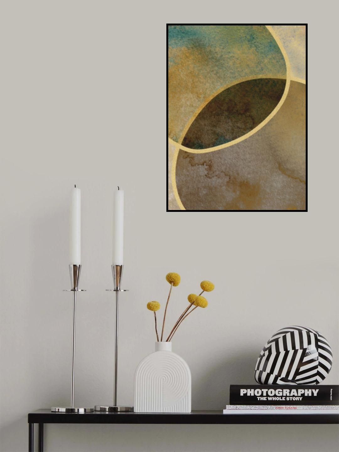 Abstract Circles With Gold 2 Poster och Canvastavla