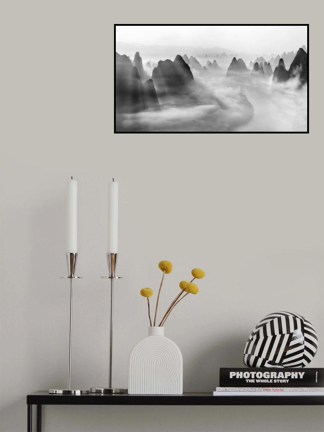 Yangshuo morning fog Poster och Canvastavla