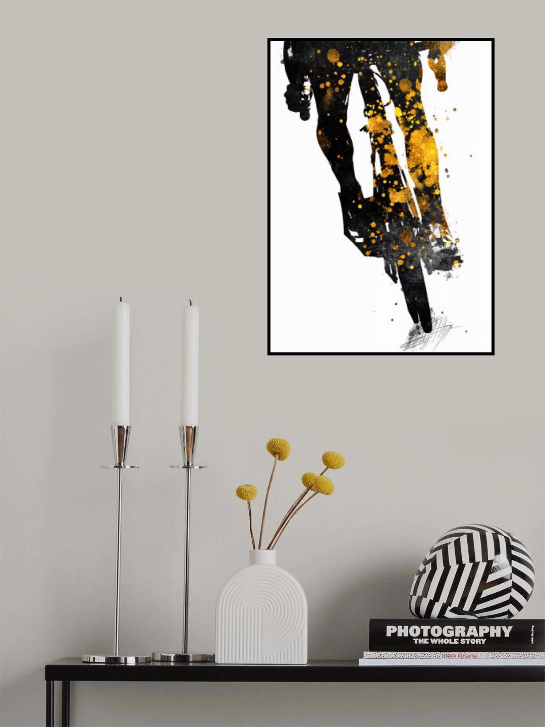 Cycling 3 gold and black Poster och Canvastavla