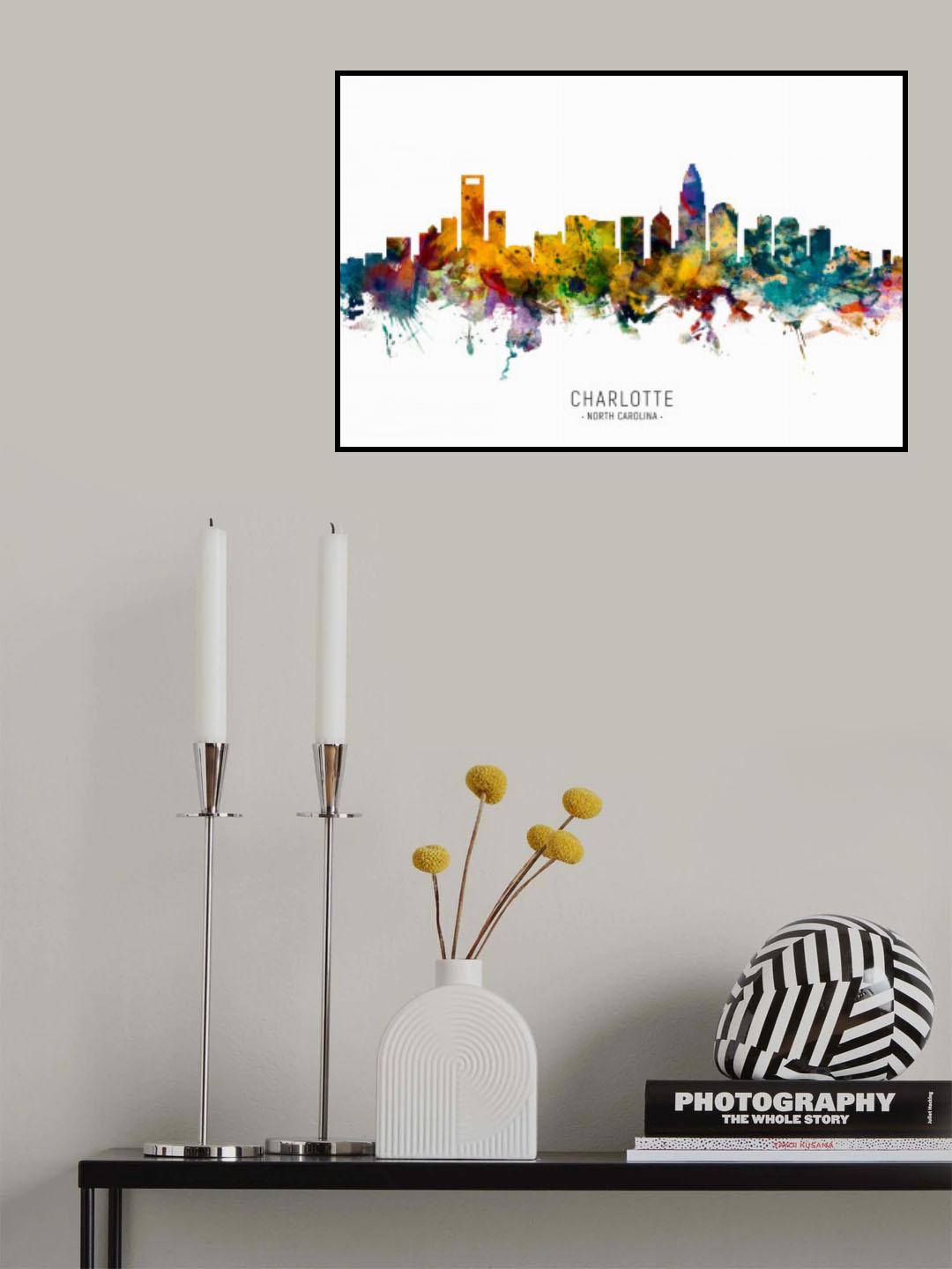 Charlotte North Carolina Skyline Poster och Canvastavla